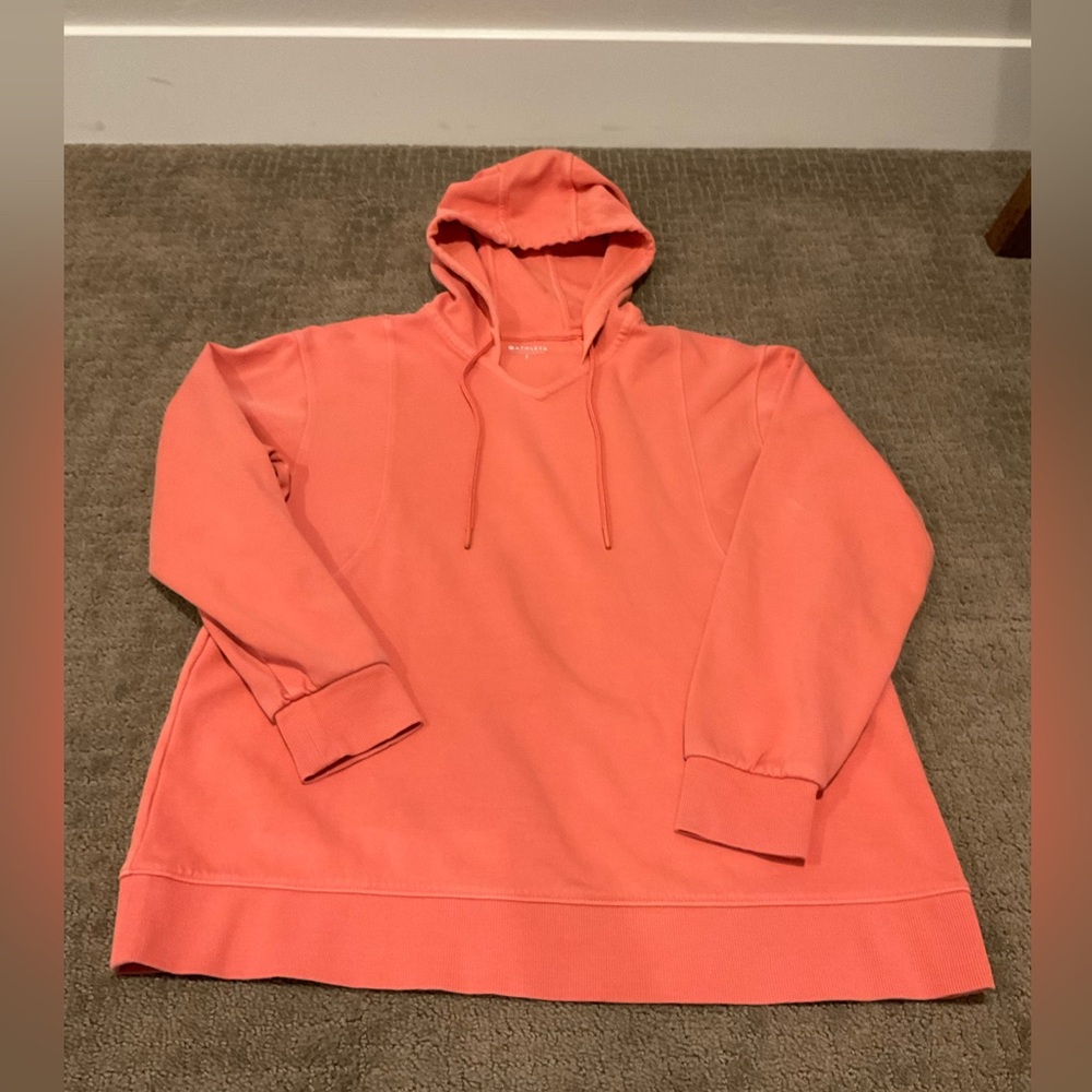 Athleta Sundown V-Neck Hoodie Sweatshirt Pink Size S Style 532404